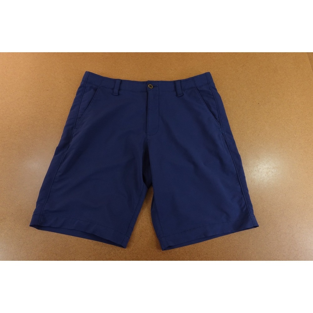 Under Armour HeatGear Mens Size 34 Loose Nav Blue Flat Front 10" Inseam Shorts